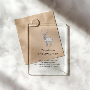 Invitaciones Acrílicas Fiesta de Navidad de Reno de Acrílico Moderno
