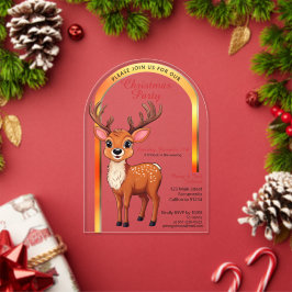 Invitaciones Acrílicas Fiesta de Navidad de renos lindos