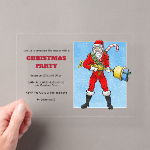 Invitaciones Acrílicas Fiesta de Navidad de Santa Claus