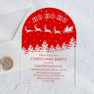 Invitaciones Acrílicas Fiesta de Navidad de Santa Rojo Moderno