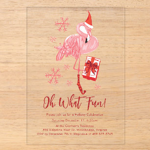 Invitaciones Acrílicas Fiesta de Navidad del Flamenco Divertido