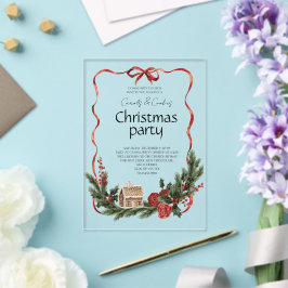 Invitaciones Acrílicas Fiesta de Navidad Elegante y Festiva