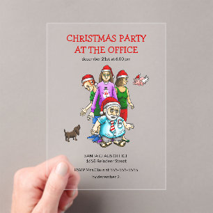 Invitaciones Acrílicas Fiesta de Navidad en la Oficina