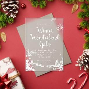 Invitaciones Acrílicas Fiesta de Navidad en País de las Maravillas de Inv