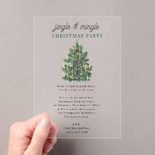 Invitaciones Acrílicas Fiesta de Navidad Jingle and Mingle