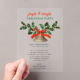 Invitaciones Acrílicas Fiesta de Navidad Jingle and Mingle