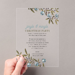 Invitaciones Acrílicas Fiesta de Navidad Jingle and Mingle