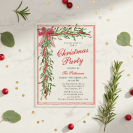 Invitaciones Acrílicas Fiesta de Navidad Muérdago con Lazo Moderno Invita