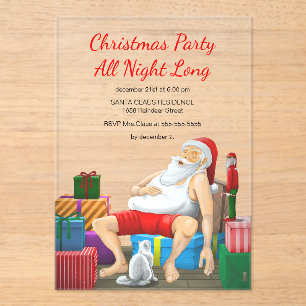 Invitaciones Acrílicas Fiesta de Navidad toda la noche