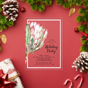 Invitaciones Acrílicas Fiesta de Navidad Tropical Protea Holiday