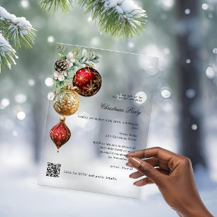 Invitaciones Acrílicas Fiesta de Navidades congelados por código QR para 