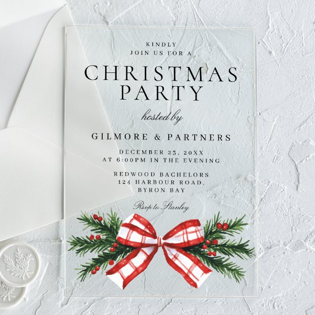 Invitaciones Acrílicas Fiesta de Navidades corporativos de Bow rojo festi (Subido por el creador)