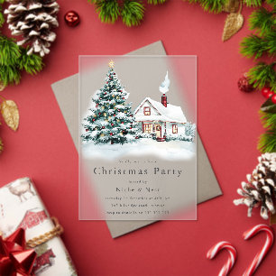 Invitaciones Acrílicas Fiesta de Navidades corporativos en casas y árbole
