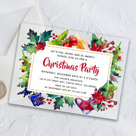 Invitaciones Acrílicas Fiesta de Navidades de acuarela moderna