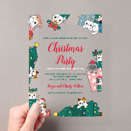 Invitaciones Acrílicas Fiesta de Navidades de gato