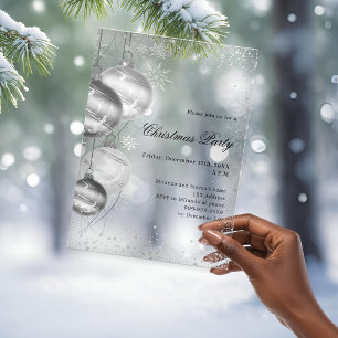 Invitaciones Acrílicas fiesta  de Navidades de heladas de burbujas platea