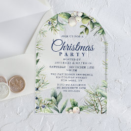 Invitaciones Acrílicas Fiesta de Navidades florales de invierno ruso