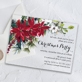 Invitaciones Acrílicas Fiesta de Navidades Florales de Poinsettia Holiday