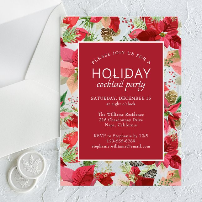 Invitaciones Acrílicas Fiesta de Navidades Florales de Poinsettia Holiday (Subido por el creador)