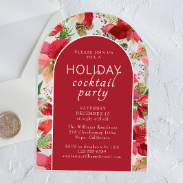 Invitaciones Acrílicas Fiesta de Navidades Florales de Poinsettia Holiday