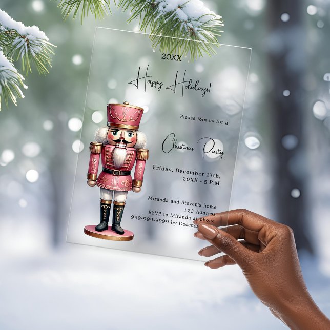 Invitaciones Acrílicas Fiesta de Navidades helados rosados de nutcracker (Subido por el creador)