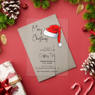 Invitaciones Acrílicas Fiesta de Navidades modernos de Sombrero Blanco y 