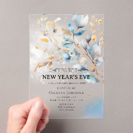 Invitaciones Acrílicas Fiesta de Nochevieja con Acuarela