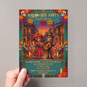 Invitaciones Acrílicas Fiesta de Pareja de Esqueletos Partido de Hallowee