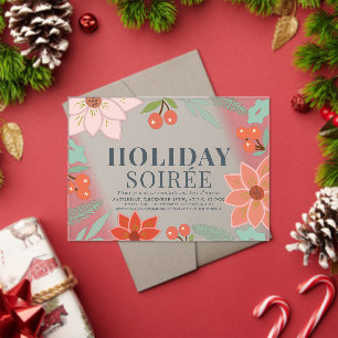 Invitaciones Acrílicas Fiesta de Poinsettia y Berry Holiday Soirée transp