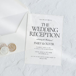 Invitaciones Acrílicas Fiesta de Recepción de Boda Elegante Texto Negro C