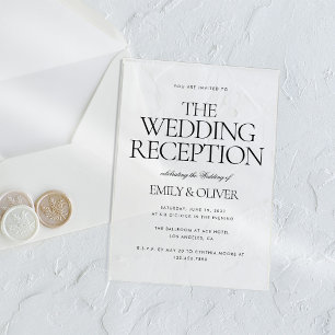 Invitaciones Acrílicas Fiesta de Recepción de Boda Elegante Texto Negro C
