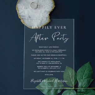 Invitaciones Acrílicas Fiesta de recepción de boda Felices para siempre