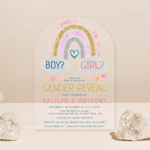 Invitaciones Acrílicas Fiesta de Revelación de Género Arcoíris Pequeño y