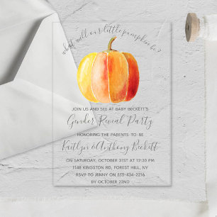 Invitaciones Acrílicas Fiesta de Revelación de Género de Calabacita