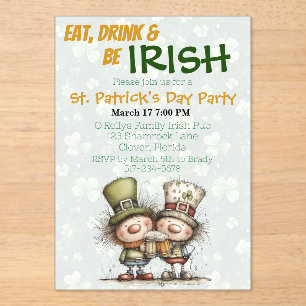Invitaciones Acrílicas Fiesta de San Patricio de inspiración irlandesa
