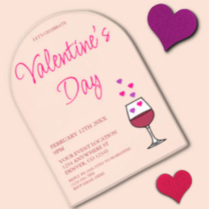 Invitaciones Acrílicas Fiesta de San Valentín con vino
