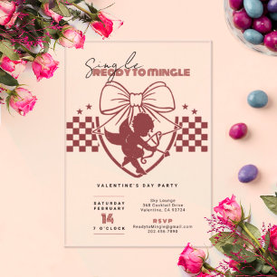 Invitaciones Acrílicas Fiesta de Solteros Red Cupid Día de San Valentín