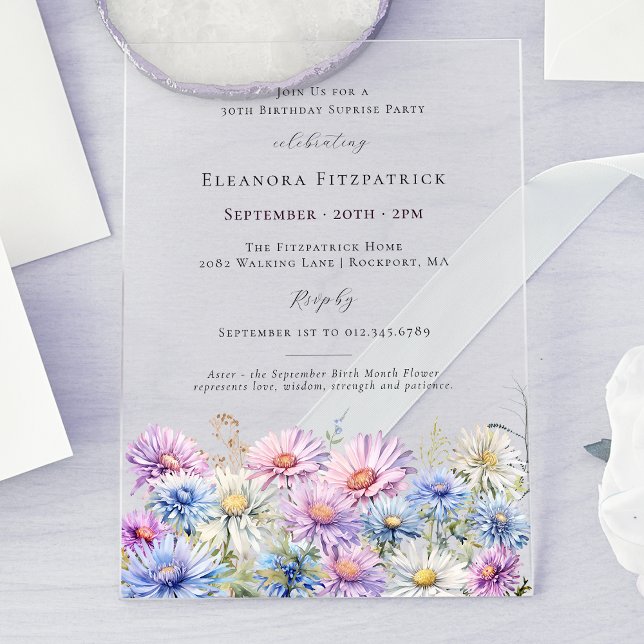 Invitaciones Acrílicas FIESTA DE SORPRESA ACRÍLICA 30 de septiembre Flor  (Subido por el creador)