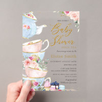 Fiesta de té alto floral elegante para baby shower