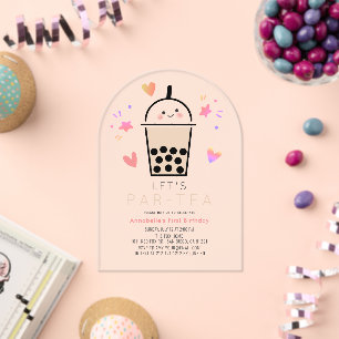 Invitaciones Acrílicas Fiesta de té de burbujas Boba Par-tea cumpleaños 1