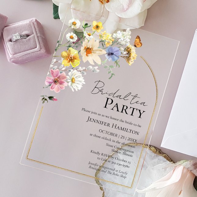Invitaciones Acrílicas Fiesta de té de novia | Ducha nupcial del Boho Wil (Subido por el creador)