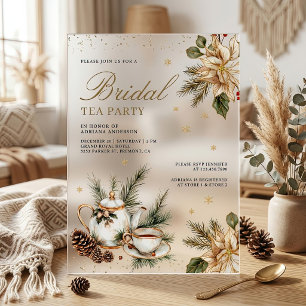 Invitaciones Acrílicas Fiesta de té floral de Navidad blanca: Despedida d