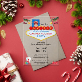 Invitaciones Acrílicas Fiesta de vacaciones al estilo Casino Las Vegas