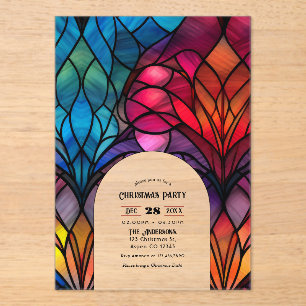 Invitaciones Acrílicas Fiesta de vacaciones de Navidades de vidrio templa
