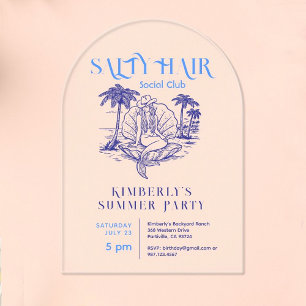 Invitaciones Acrílicas Fiesta de verano de Cowgirl de sirvienta azul cost