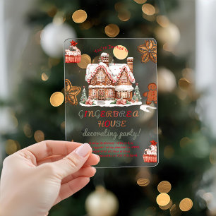 Invitaciones Acrílicas Fiesta decorativo de la casa de jengibre colorida