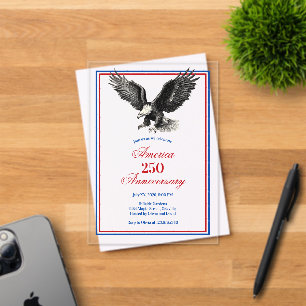 Invitaciones Acrílicas Fiesta del 250 Aniversario del Águila Americana
