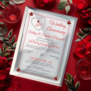 Invitaciones Acrílicas Fiesta del 40° Aniversario de Red Ruby