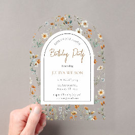 Invitaciones Acrílicas Fiesta del cumpleaños de la chica de Flor silvestr