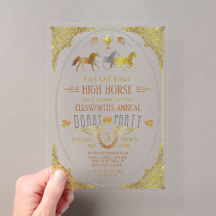 Invitaciones Acrílicas Fiesta del Derby de Carreras de Caballos Art Deco 